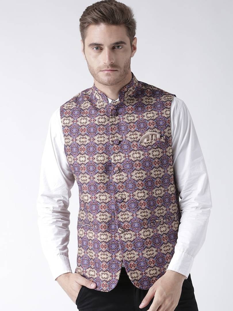 Men's Multicoloured
Polyester
Printed Nehru Jackets